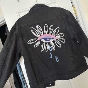 Embroidered designer denim jacket